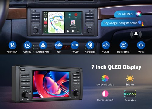 For BMW E39 1995 1996 1997 1998 1999 Android 14 8-Core Car Stereo Radio GPS WiFi - Picture 5 of 29