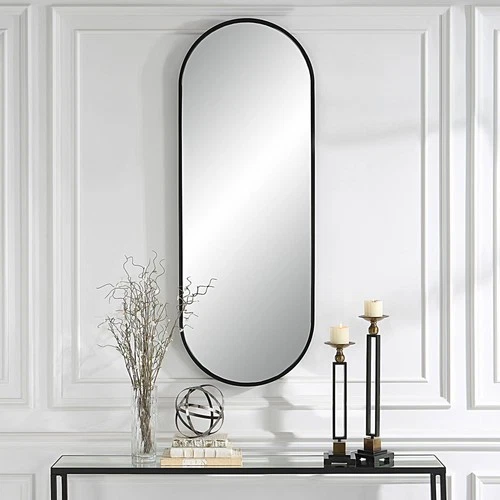 Uttermost Varina 60" x 22" Tall Black Finish Oval Mirror - Picture 8 of 8