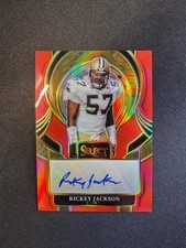 2025 Select Rickey Jackson Auto Signatures RED HOLO #SIP-RJN Saints #d 08/75
