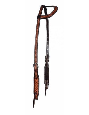 Professionals Choice Headstall One Ear Ties Crosshatch Brown 3P1024