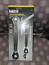 NEW - Klein Tools 68216 4-in-1 Ratcheting Wrench Set, SAE, 2 Pc. - FREE SHIPPING