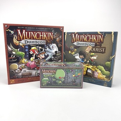 Munchkin Dungeon Core Game & Expansions Bundle: Side Quest + Cthulhu OPEN BOX