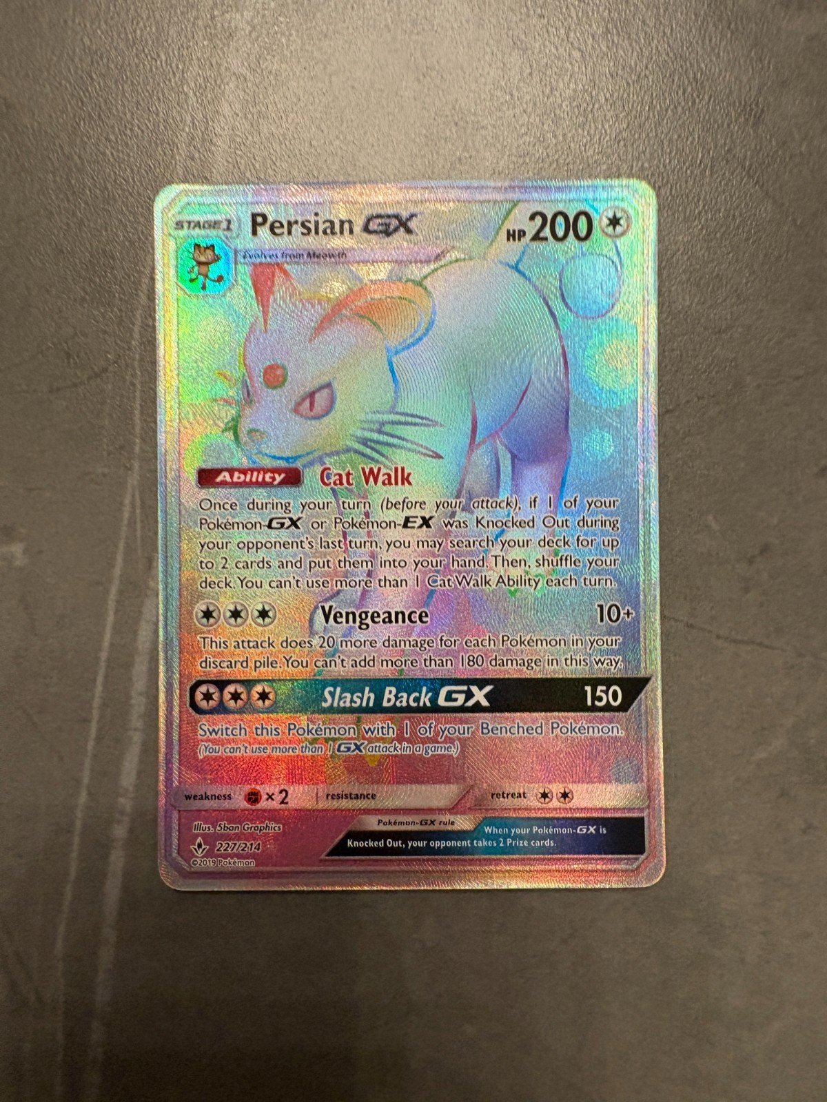 Persian GX (Secret) 227/214 Sm-Unbroken Bonds Rainbow Holo