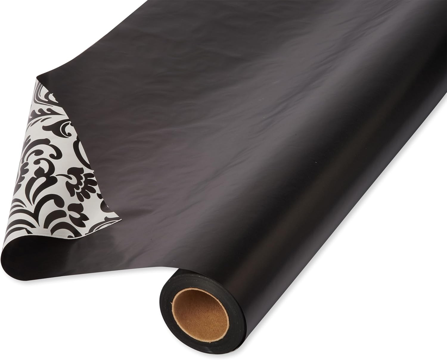 Reversible Wrapping Paper, Black and Damask (1 Jumbo Roll, 1
