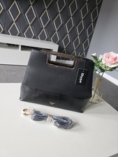 Image of New Dune London Black Textured Tote Bag - Elegant Metal Handle Handbag & Strap