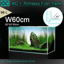 AC.I Rimless Fish Tank 96L Aquarium 45° Mitered Edges Ultra Clear Low Iron Glass