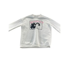 SHEIN Girls White Graphic Crew Neck Pullover Sweater Sweatshirt Youth Size 10Y