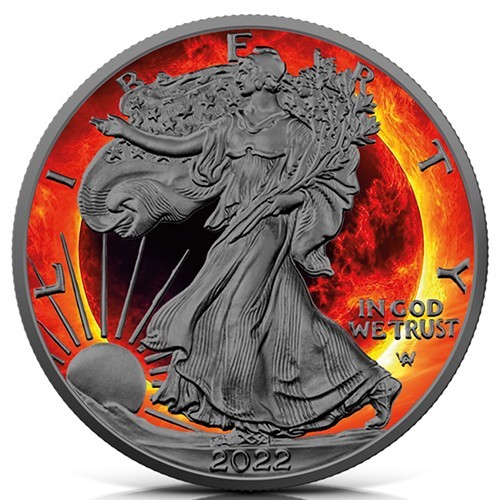 Sun Eclipse – 2022 1 oz Fine Silver American Eagle Colorized & Ruthenium Plated