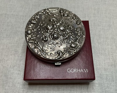 1950s GORHAM COMPACT for LOOSE POWDER _ EP STERLING SILVER in Orig. BOX VTG RARE
