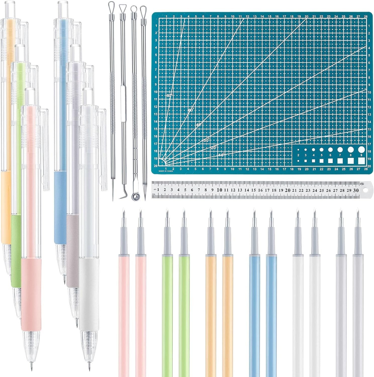 24Pcs Art Cutting Tools Kit, Craft Paper Pen Cutter, Weeding