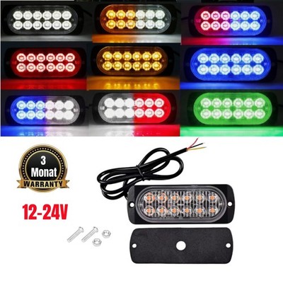 1Stk 12 LED Auto Thin Frontblitzer Blitzlicht Warnleuchte LKW Strobe Licht 12W