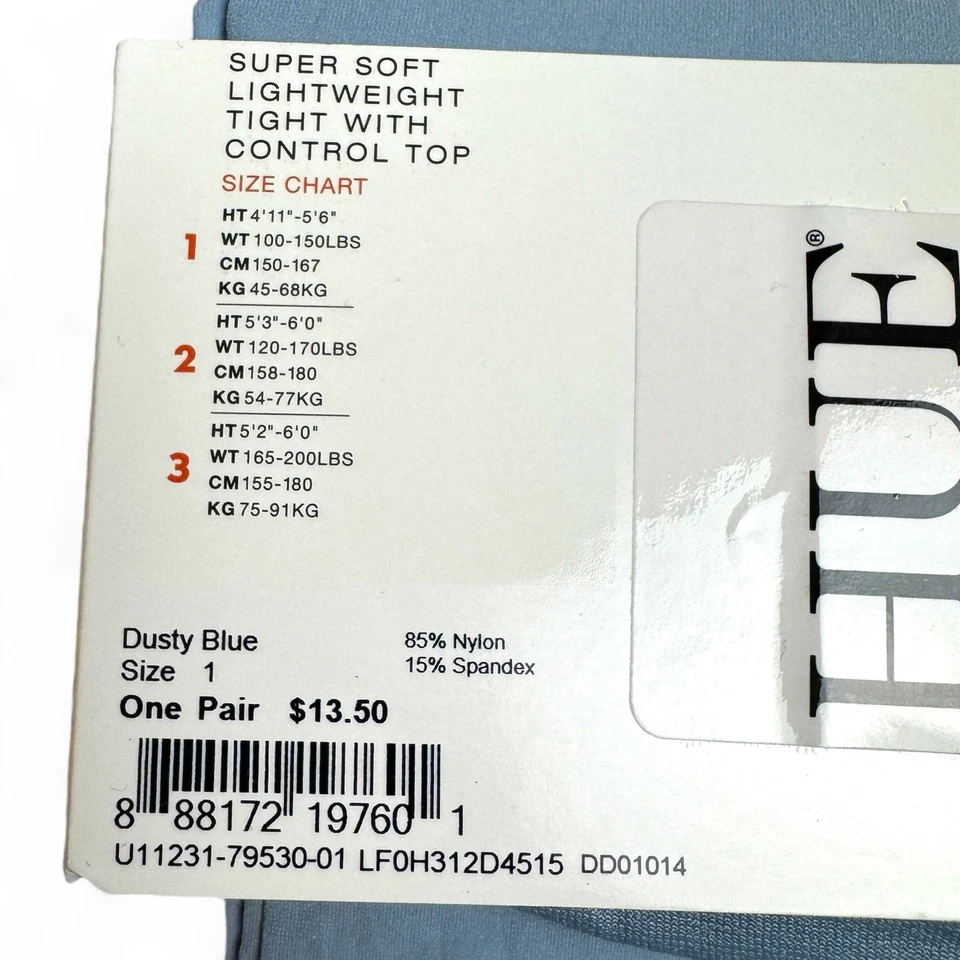 HUE Super Soft Dusty Blue Lightweight Control Top Tights Womens Womens Size 1 - Image 4 of 4
