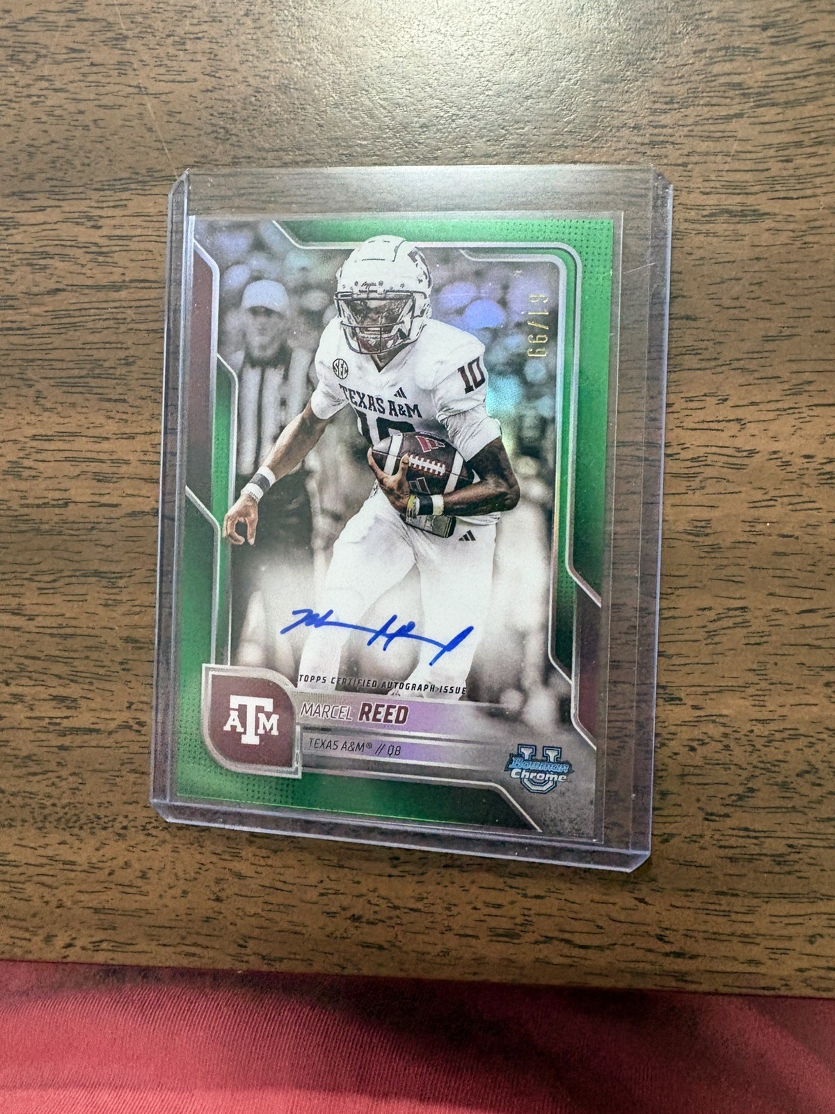 2025 Bowman University Chrome Marcel Reed #BCA-MRE Green Refractor AUTO /99