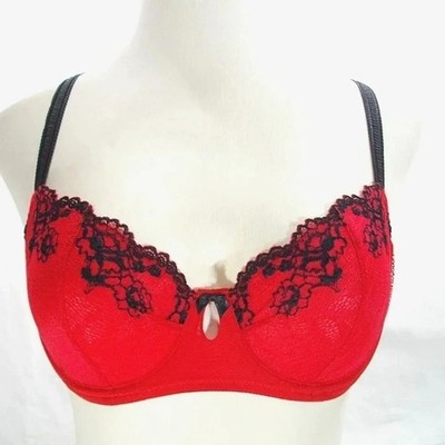 38DD Jezebel 10039 Demeure Unlined Balconet UW Bra Red NWT