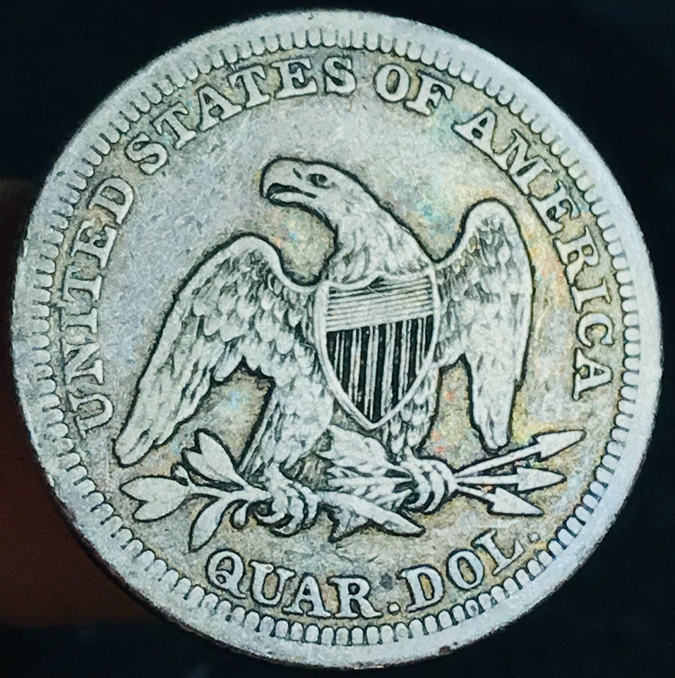 1860 Seated Liberty Quarter 25C Ungraded Choice 90% Silver US Coin CC27343 - Image 4 of 4