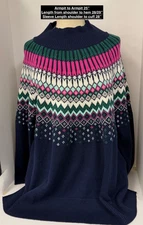 NWT Crown & Ivy Sweater Sz. 2X Fair Isle  Mock Neck MRSP $69
