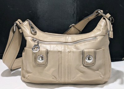 Franko Sarto Tan Vegan Leather Multi Compartment Handbag Shoulder Bag EUC