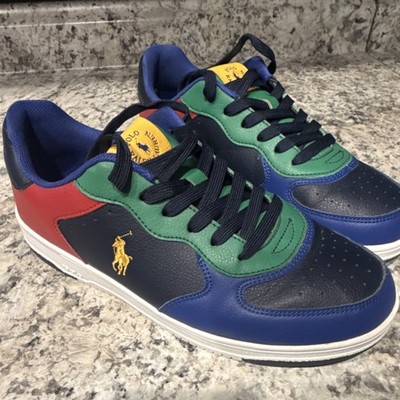 Polo Ralph Lauren Masters Court Colorblock Sneakers Boys Navy Green US 6