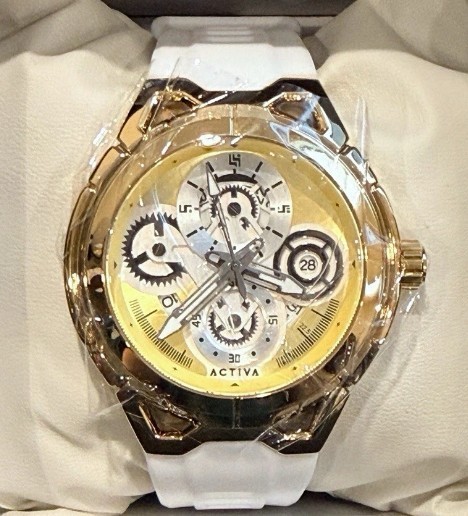 Invicta x Activa ACW9349-010 Gold Dial 44mm White Strap Watch New Activa Men main image 2