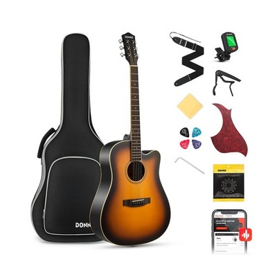 Donner Acoustic Guitar for Beginner Adult Full Size Cutaway Acustica Guitarra...