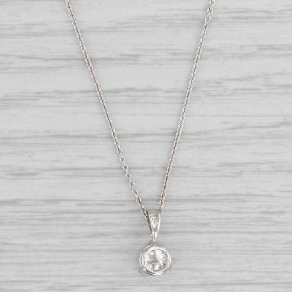 0.70ct Diamond Solitaire Pendant Necklace 18k White Gold 18" Cable Chain GIA VS2 - Image 2 of 4