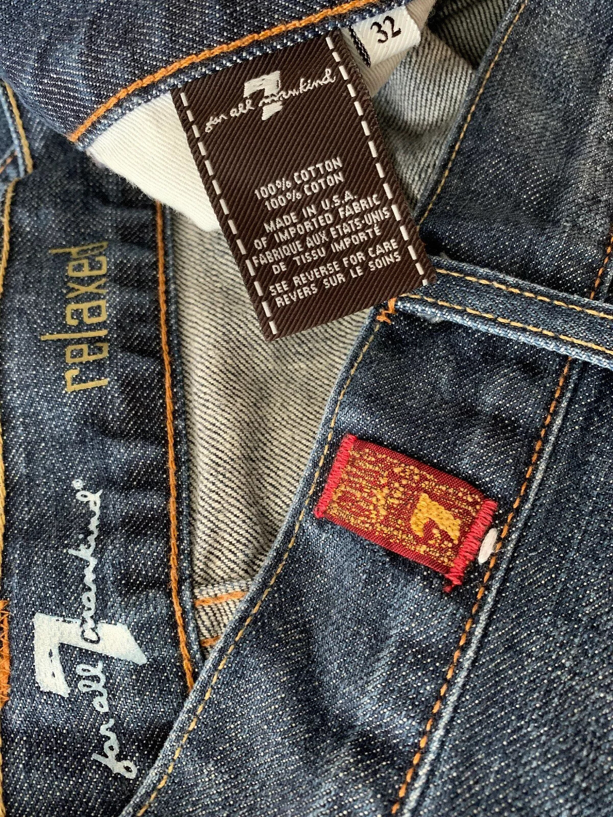 7 For All Mankind Relaxed Denim Jeans Men&rsquo;s Size Measure W33 x L33 Made In USA