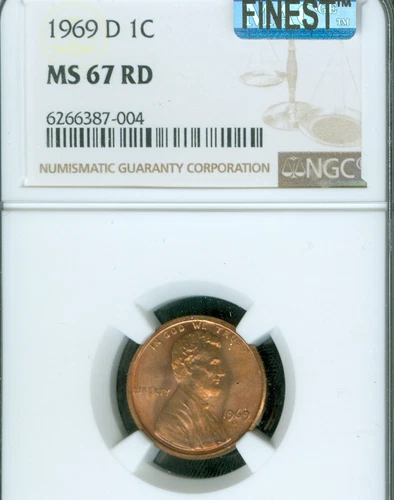 1969 D LINCOLN CENT NGC MS67 RED PQ MAC FINEST GRADED & SPOTLESS  *
