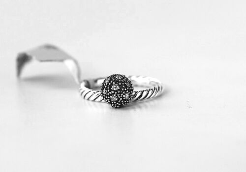DAVID YURMAN STERLING SILVER 8 MM WHITE DIAMOND BALL SIZE 7 STACK RING NEW # 8 - Picture 1 of 7