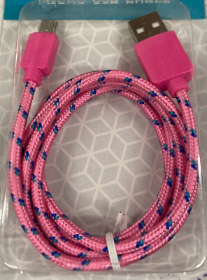 Micro USB Braided Cable 39'' 1M Pink High Speed Charging & Data Transfer 2.1 Amp