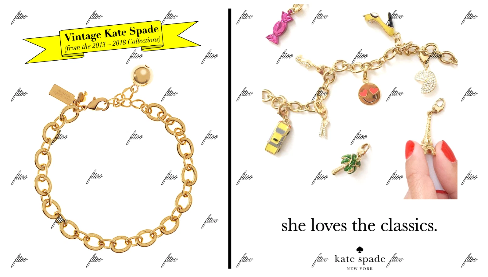 BRACCIALE CHARM KATE SPADE LINK HOW CHARMING BRACELET DOLCI TESORI NOVITÀ C