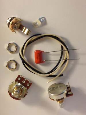 Wiring Harness Kit For P Bass 500k Bourns Knurled Pots .068uf 225P Orange Drop