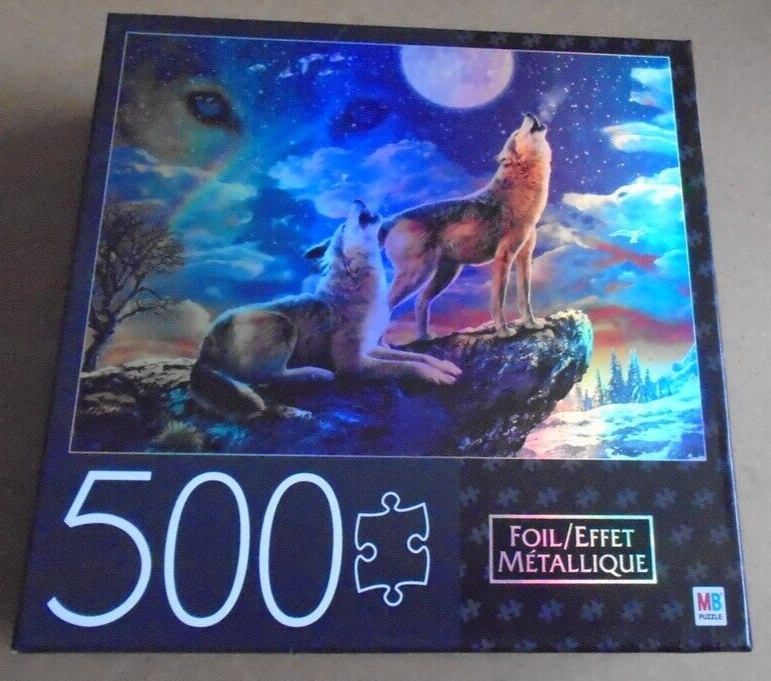 Milton Bradley Jigsaw Puzzle Wolves Howling to The Moon 500-pcs
