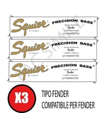 3 DECAL TIPO FENDER SQUIRE PRECISION BASS GOLD ACQUA SCIVOLO