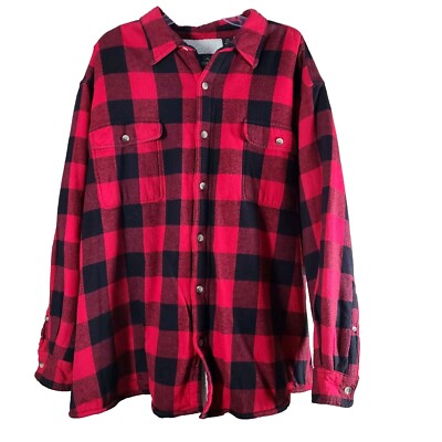 Red Head Shirt Men's 2XL Sherpa Fleece Lined Plaid Flannel Thick Heavy Jacket