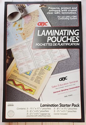 GBC Laminating Pouches Starter Pack Box Of 8 Packs Unused Various Sizes