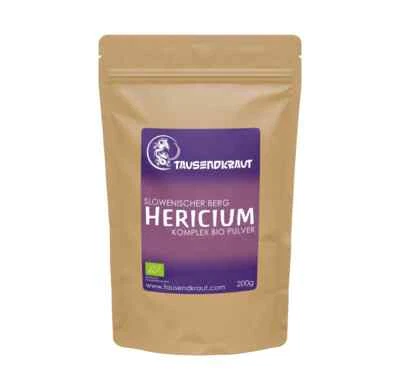 TAUSENDKRAUT FÜR MEHR LEBENSQUALITÄT! Hericium Vitalpilz Pulver aus Slowenien BIO (200g) Lion's Mane EU Herstellung