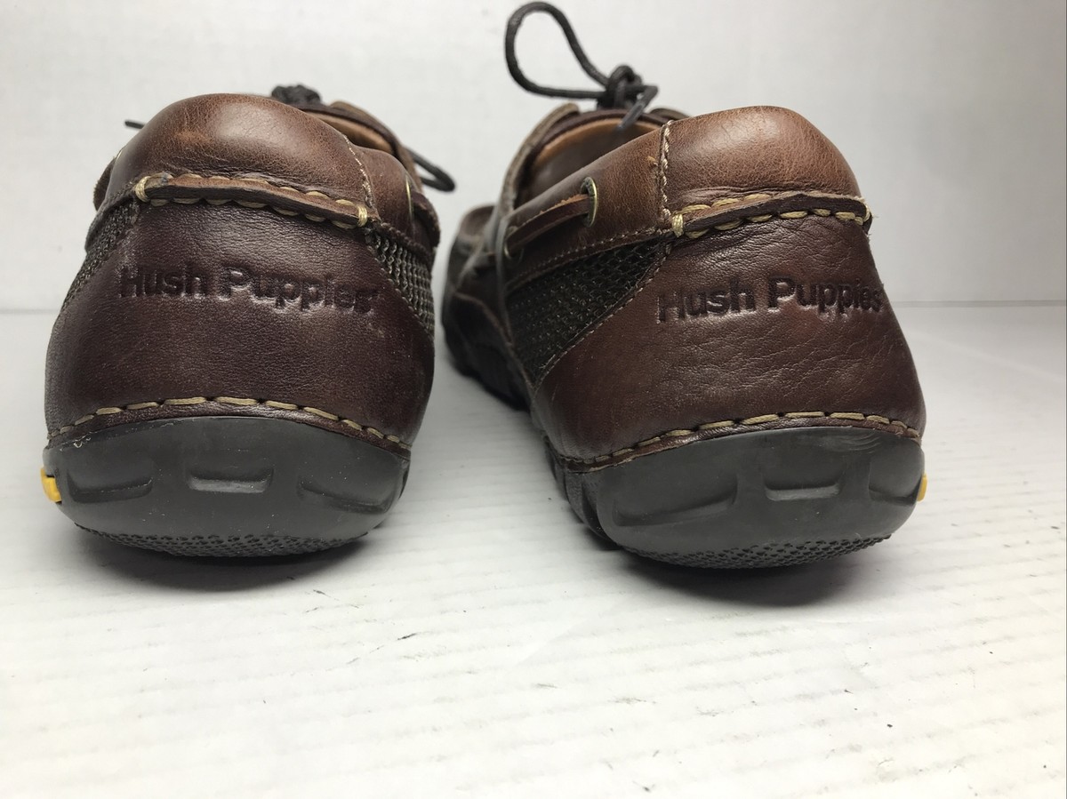 HUSH PUPPIES Vibram Mens Brown Leather Lace Up Loafer Deck HUSH PUPPIES Vibram Mens Brown Leather Lace Up Loafer Deck