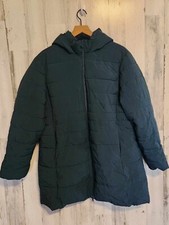 Swiss Tech Womens Puffer 1x Jacket Coat Full Zip Hooded Insulated Long Teal
