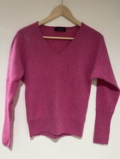 Tahari 100 2-Ply Cashmere Sweater Pink V Neck Women  s Size XS-S
