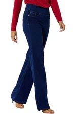DG2 by Diane Gilman Super Stretch Knit Denim Wide-Leg Jean Indigo