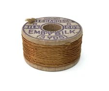 Antique Richardson Embroidery Silk 3 Yards Golden Brown Spool Unused Deadstock