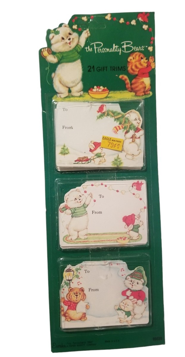 Lot De 18 étiquettes Cadeaux Vintage Noël - Eureka, Autocollantes, Papier, USA