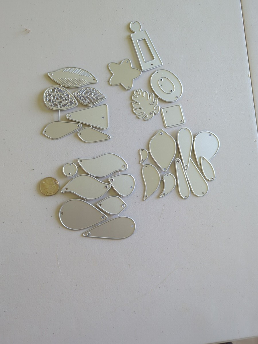 Metal Leather Earring Cutting Dies 24 Piece Teardrop Heart Star Leaf  Geometric