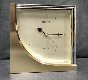 alarm sleek seiko quartz clock chrome brass desk retro modern