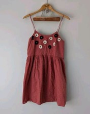 Madewell Dress Women's S Pink Rose Embroidered Sunflower Mini Cami Textured