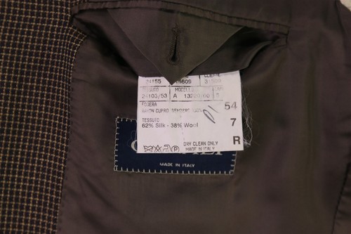 Canali Navy/Gold/Brown Checkered Wool-Silk 2-Btn Sportcoat Blazer 44R - Picture 8 of 9