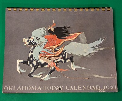 Vtg 1971 Calendar - Oklahoma Today - 70s Native American Art Americana Ephemera