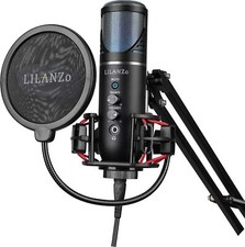 Gaming USB Microphone for PC Noise Cancellation Condenser Mic  Boom Arm, Mute,
