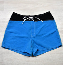 Y2K Blanc Noir Board Shorts Swim Athletic Beach Black Blue Nylon Small VTG