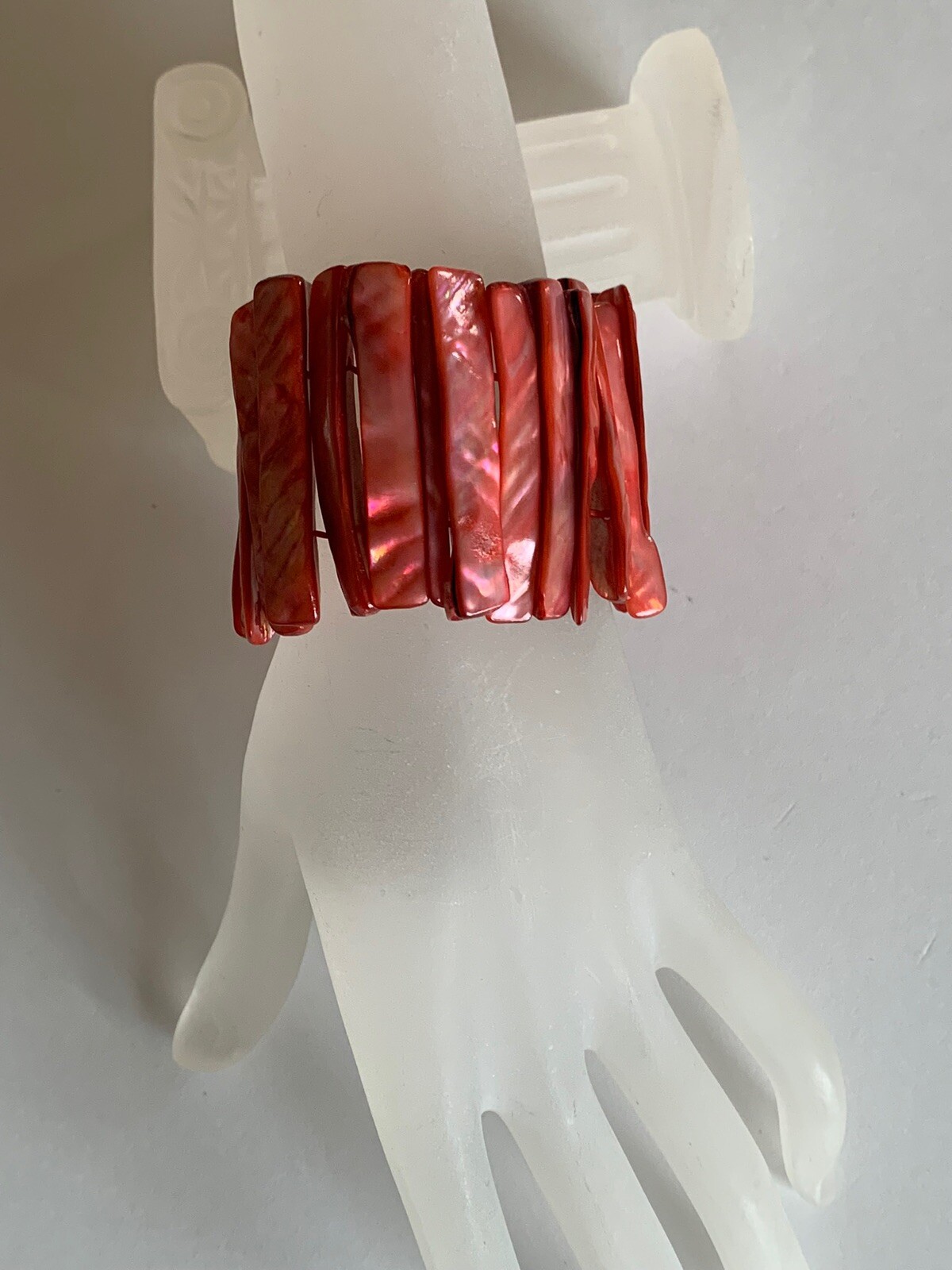 Three Natural Shell Stretch Bracelets White  Moth… - image 10